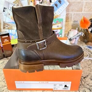 Miz Mooz Chocolate Leather Buckle Boots